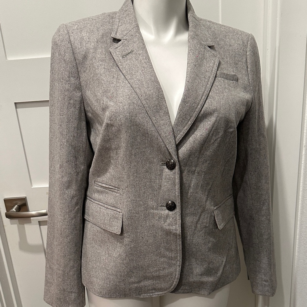 NWT Banana Republic Gray Textured Notch Lapel Smart Career Blazer Jacket Sz 14